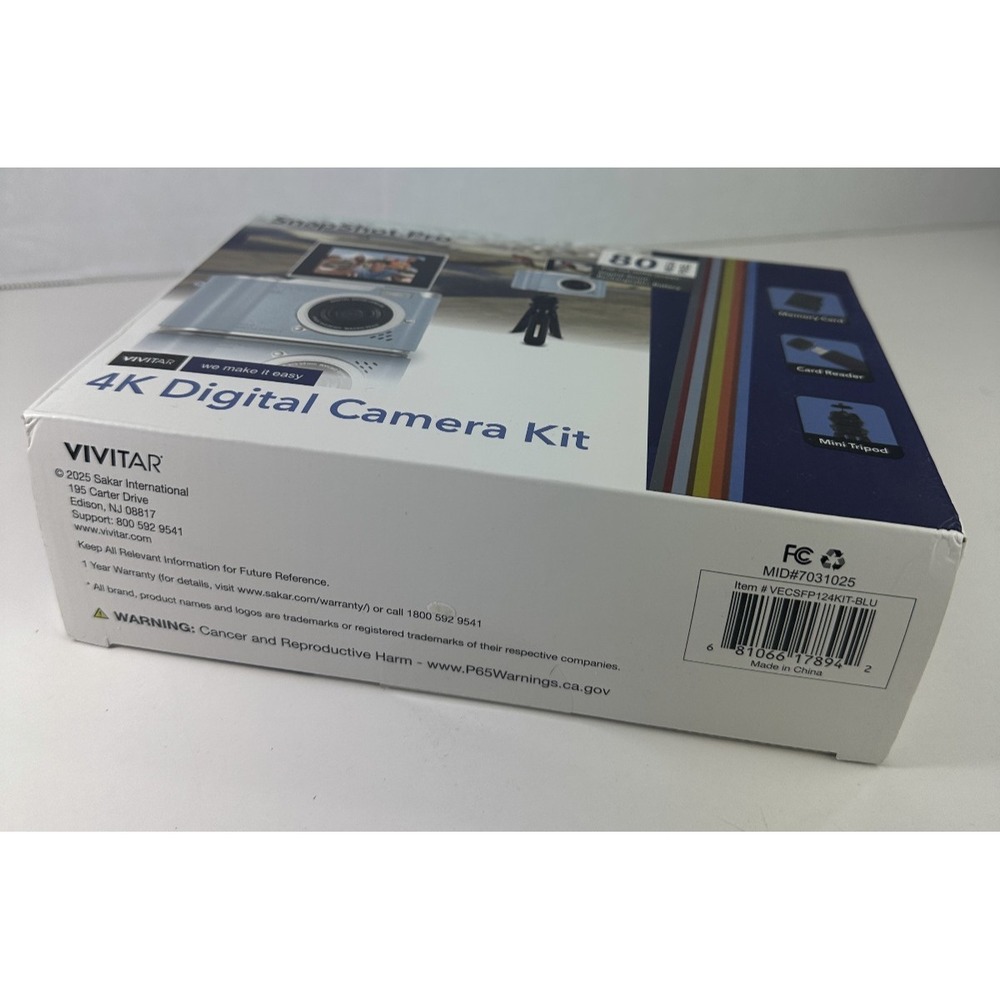 New! Blue Vivitar Snapshot Pro 4K Digital Camera Kit Video W/ Flip Out Screen - Picture 10 of 11